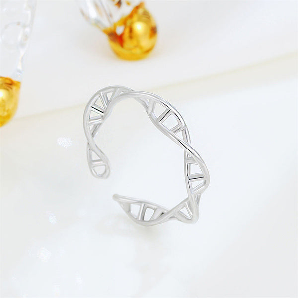 DNA Double Helix Spiral Infinity Ring