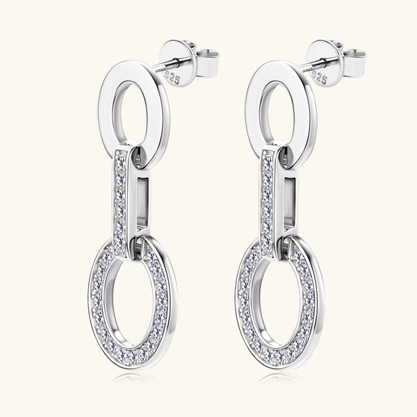 Pave Round Moissanite Dangle Drop Earrings