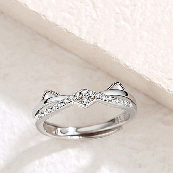 Silver Cat Paw Couple Ring