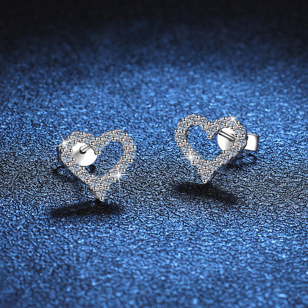 Moissanite Heart Wedding Stud Earrings