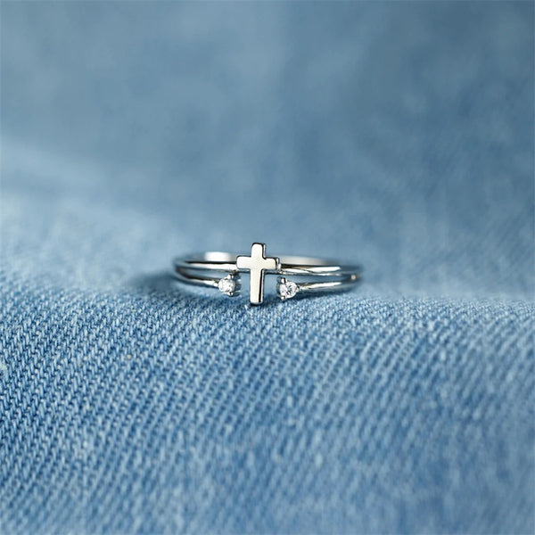 Cross Double Row Stacking Ring