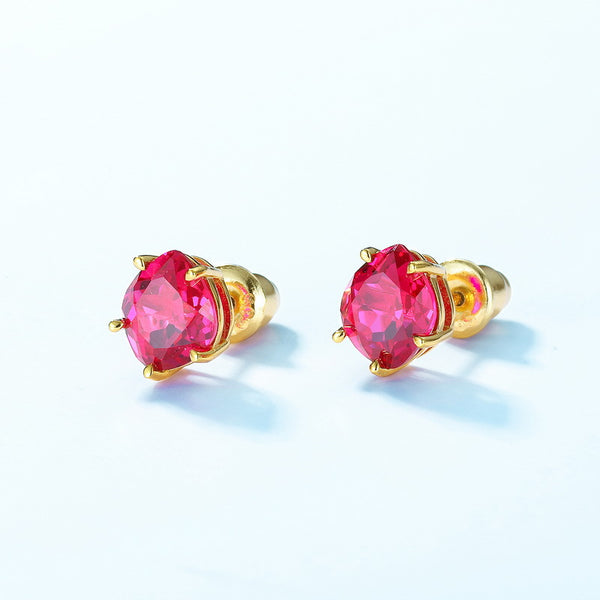 Red Corundum Stud Earrings