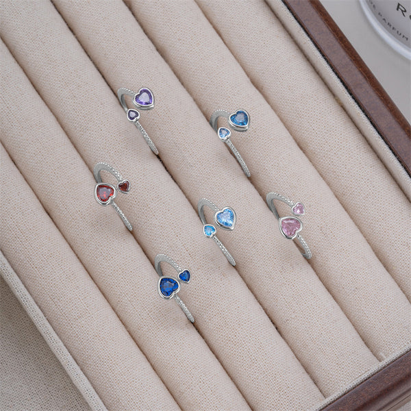 Custom Heart Birthstone Stacking Ring