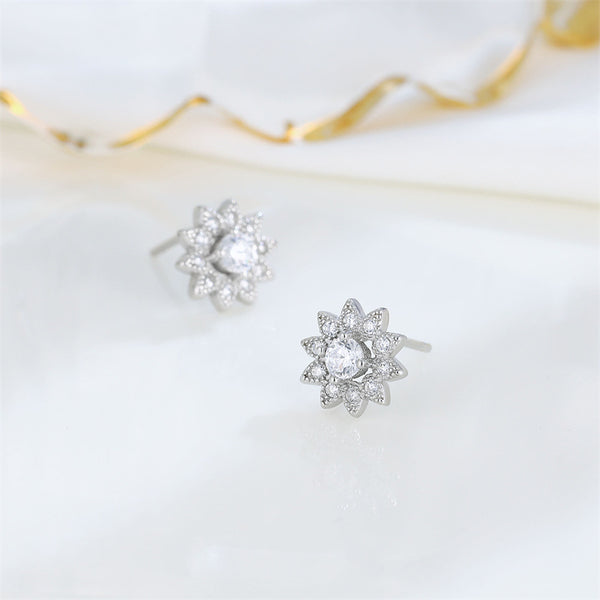 Mini Silver Flower Stud Earrings