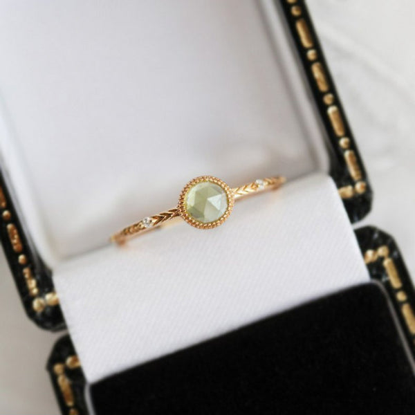 Solitaire Green Gem Stacking Ring