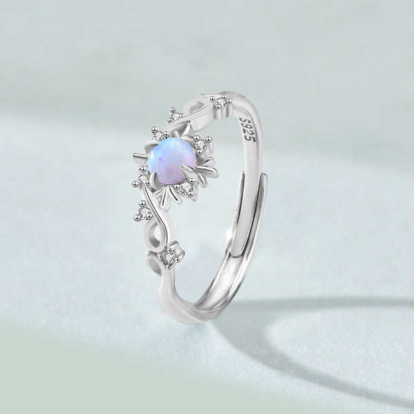 Silver Opal Snowflake Ring