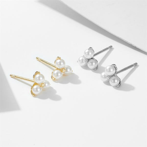 Triple Pearl Stud Earrings