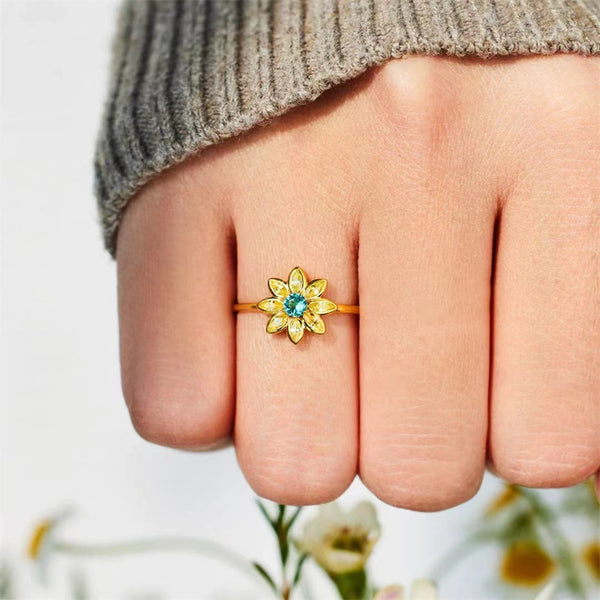 Color Gemstone Daisy Flower Stacking Ring