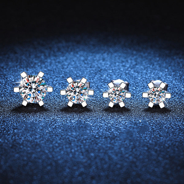 Six-Prong Moissanite Wedding Stud Earrings