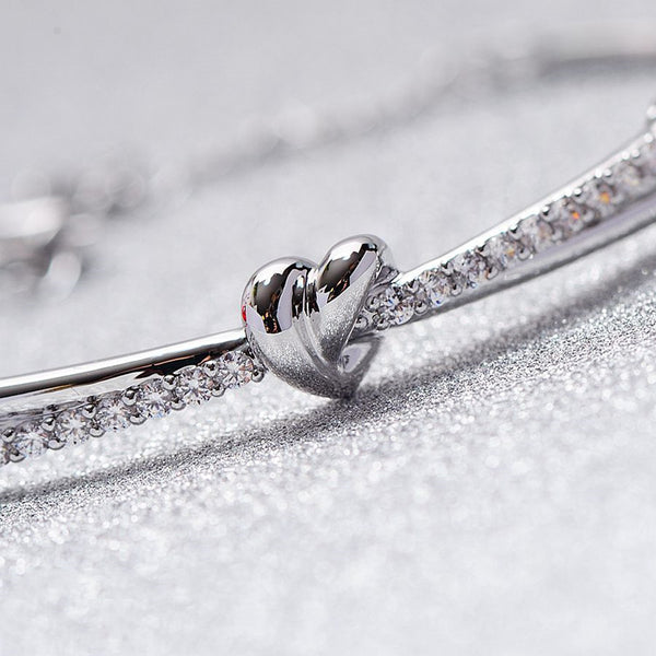 Dainty Heart Knot Bangle Bracelet