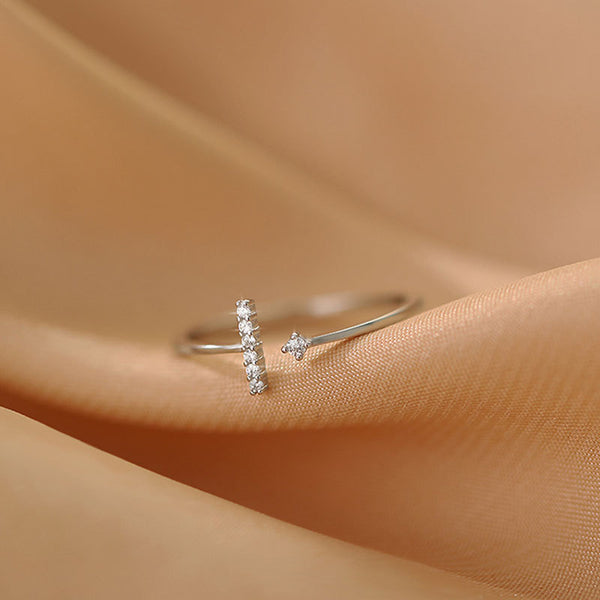 Minimalist Silver Pave Ring