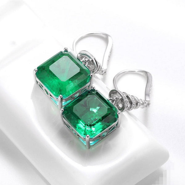 Lab Grown Emerald Dangle Drop Earrings