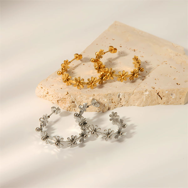 Vintage Flower Hoop Earrings