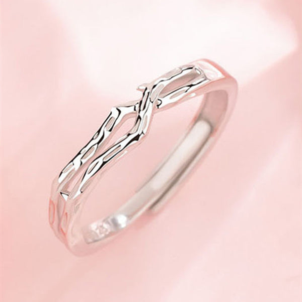 Silver Bowknot Couple Ring