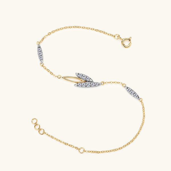 Dainty Leaf Moissanite Wedding Bracelet