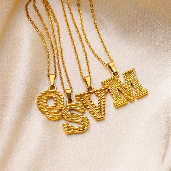 Gold Initial Letter Pendant Necklace