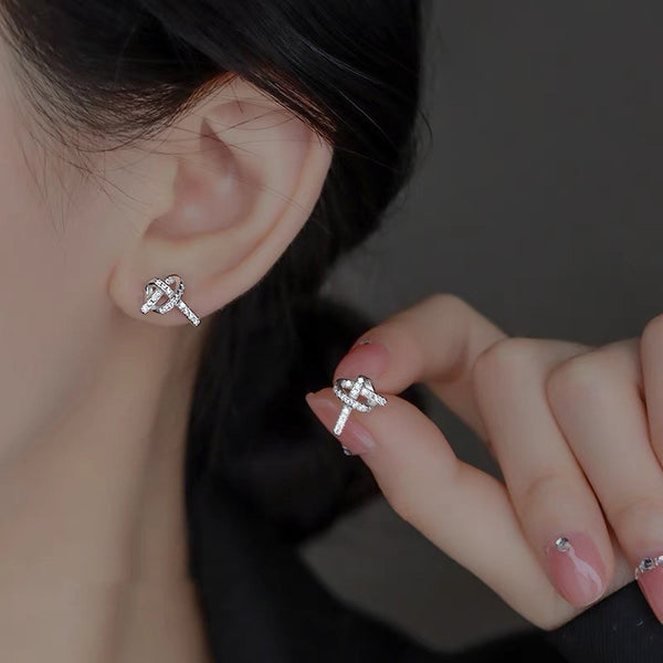 Dainty Heart Knot Stud Earrings