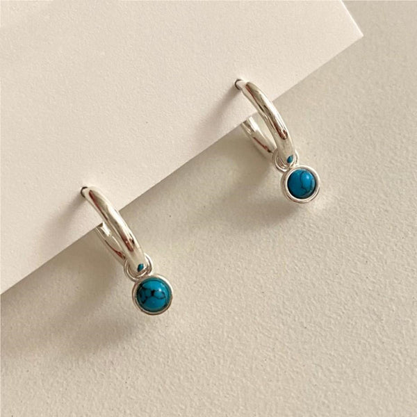 Blue Turquoise Huggie Earrings