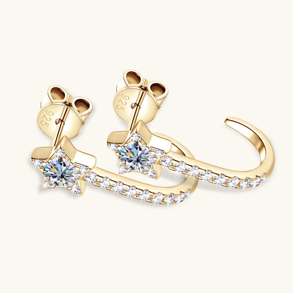 Moissanite Star Wedding Hoop Earrings