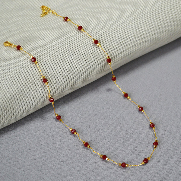 Vintage Vermilion Red Crystal Necklace