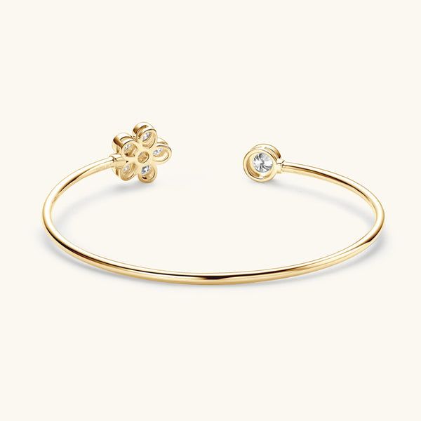 Moissanite Flower Wedding Bangle Bracelet