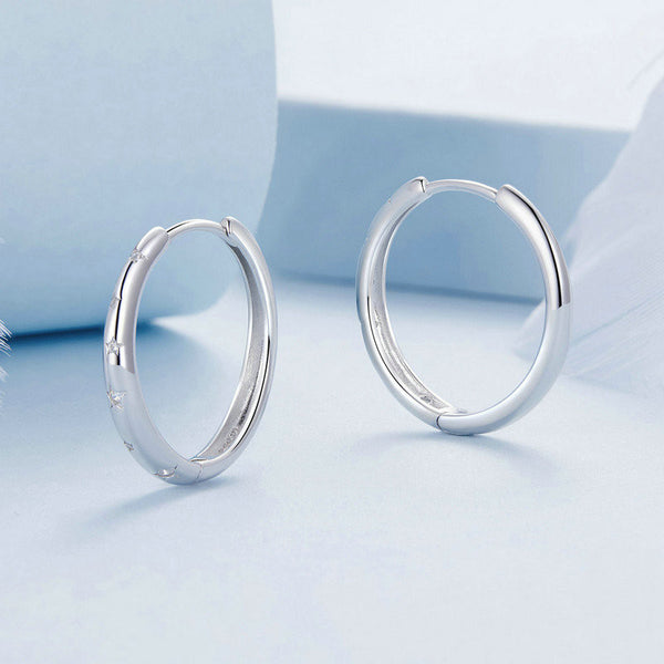 Silver Star Hoop Earrings