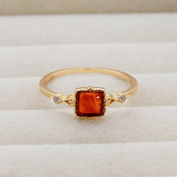 Vintage Square Amber Ring