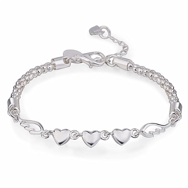 Triple Heart Angel Wing Bracelet