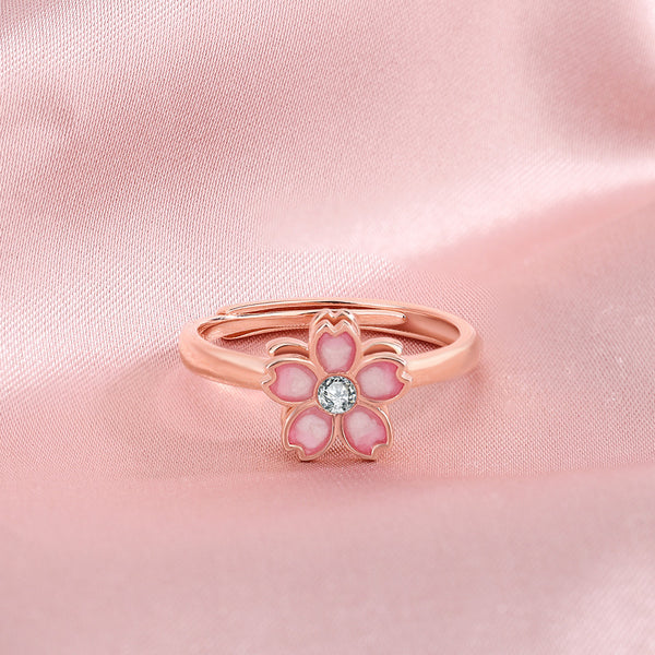 Pink Cherry Blossom Fidget Spinner Ring