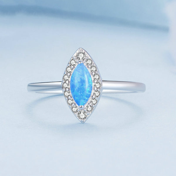 Blue Opal Evil Eye Band Ring