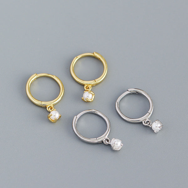 Imitation Pearl Hoop Earrings