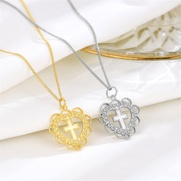 Heart Cross Pendant Necklace