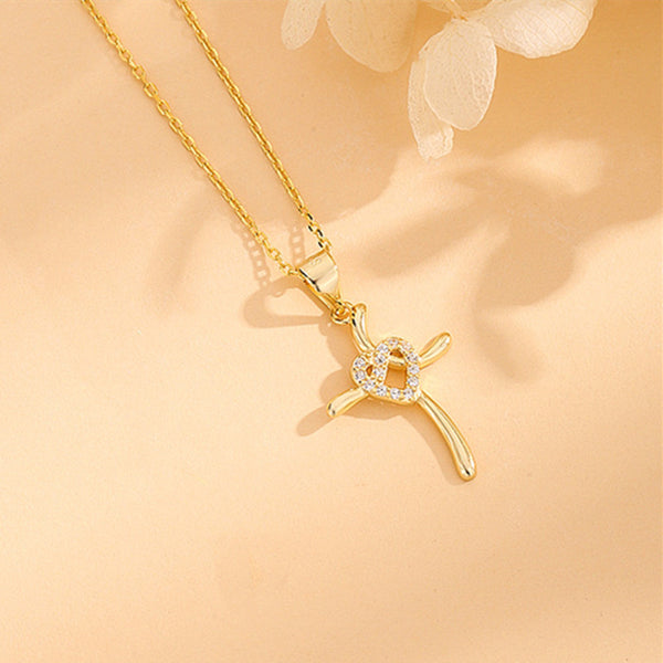 Heart Knot Cross Pendant Necklace