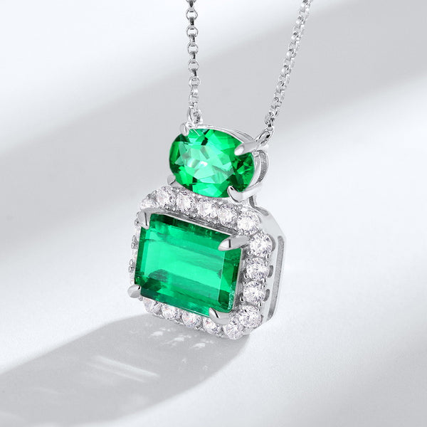 Lab Grown Emerald Pendant Necklace