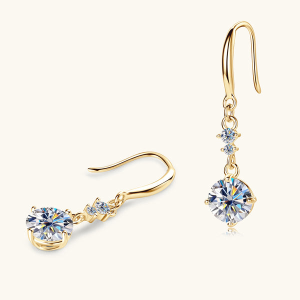 Moissanite Drop Fishhook Wedding Earrings