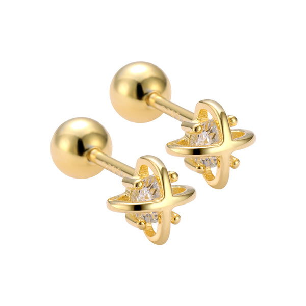 Planet Saturn Space Stud Earrings