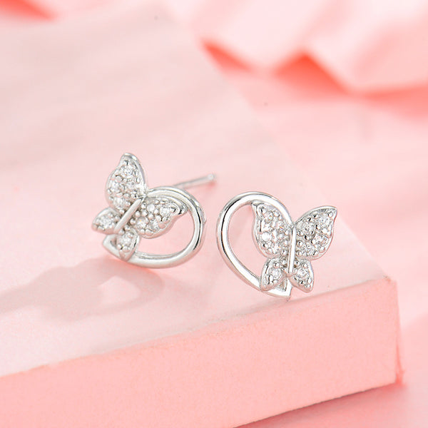 Silver Butterfly Stud Earrings