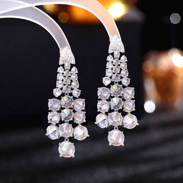 Color Gemstone Wedding Drop Earrings