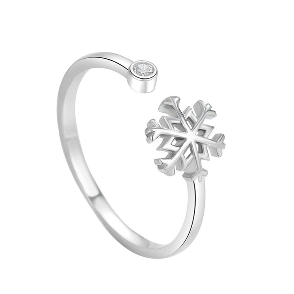 Silver Snowflake Open Ring