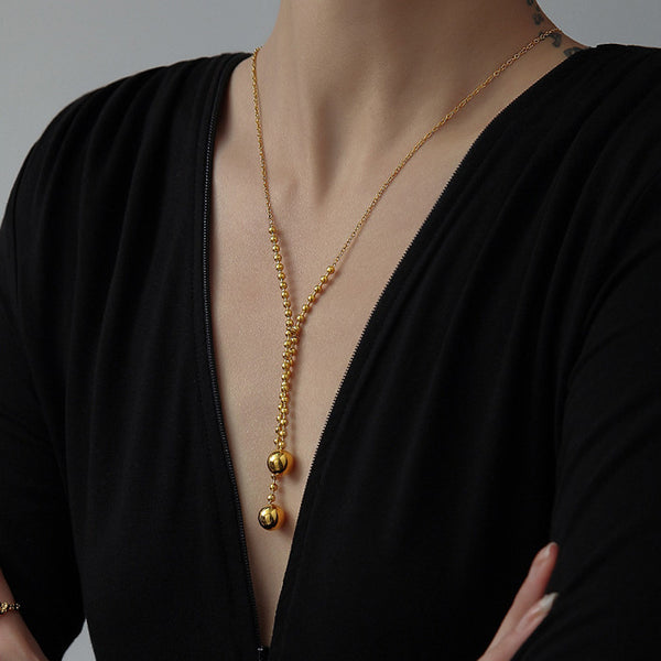 Double Gold Ball Necklace