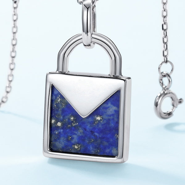 Lapis Lazuli Lock Pendant Necklace