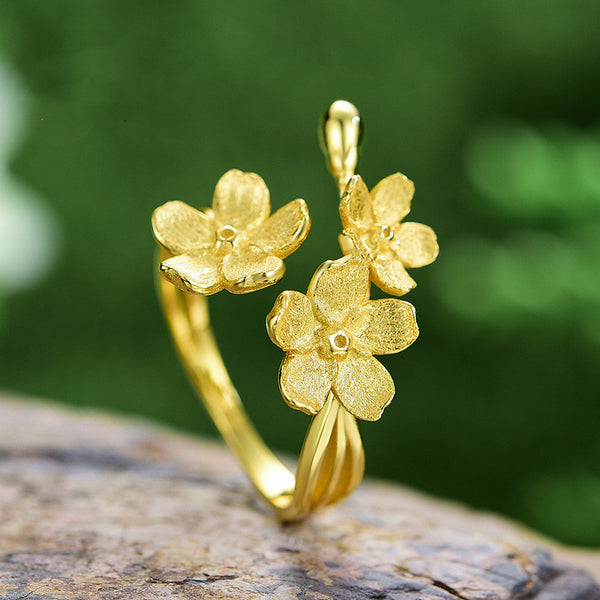 Triple Flower Open Ring