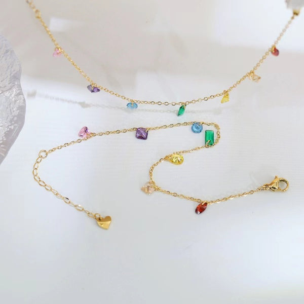 Rainbow Colored Gem Necklace