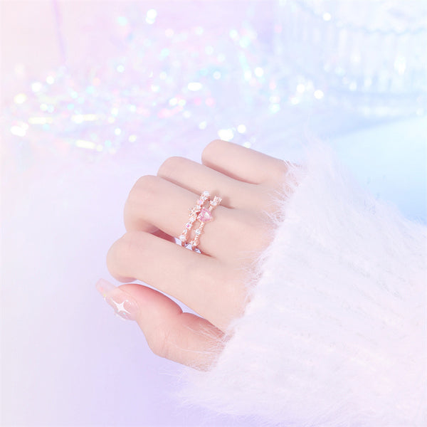 Ice Flower Cut Heart Pearl Ring