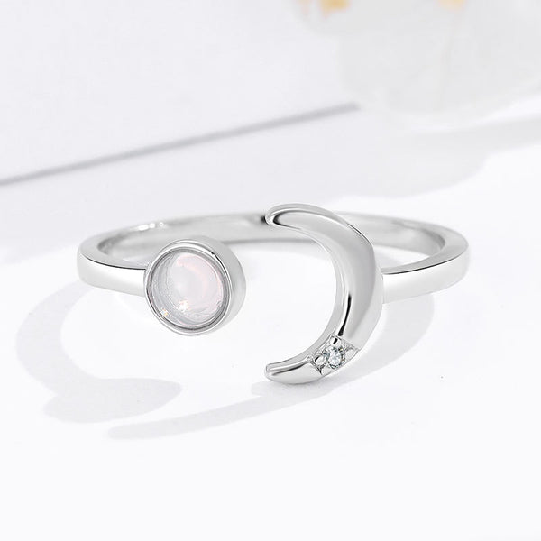 Opal New Moon Ring