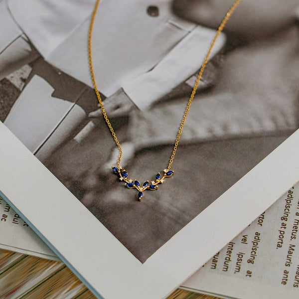 Blue Stone Deer Antler Wedding Necklace