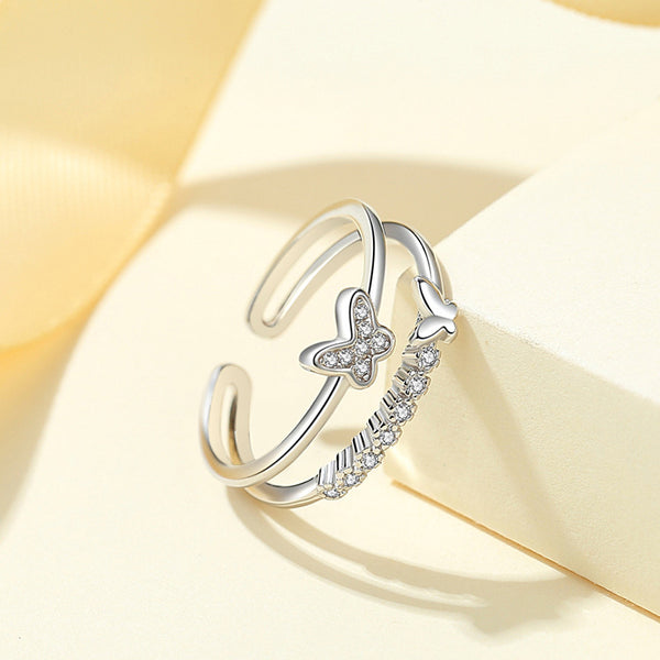 Double Layer Butterfly Ring