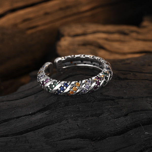 Silver Rainbow Chain Ring