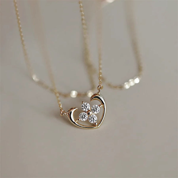 Four-Leaf Clover Heart Necklace