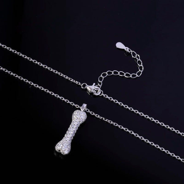 Silver Dog Bone Pendant Necklace